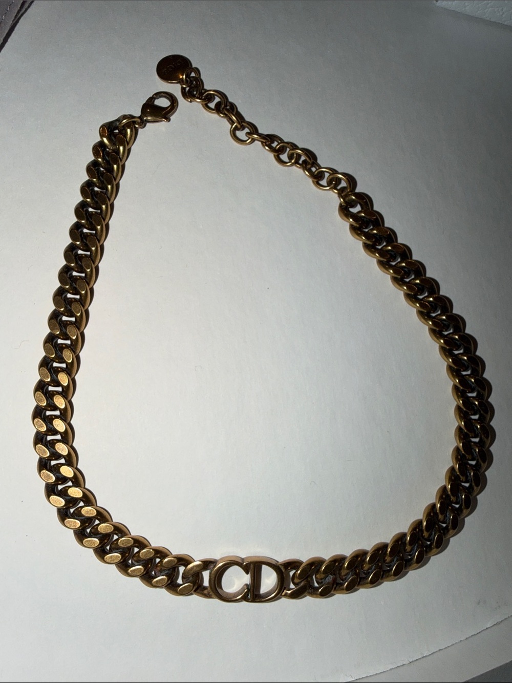 Dior Antique Gold Curb Chain Necklace with CD Motif - Picture 3 of 6